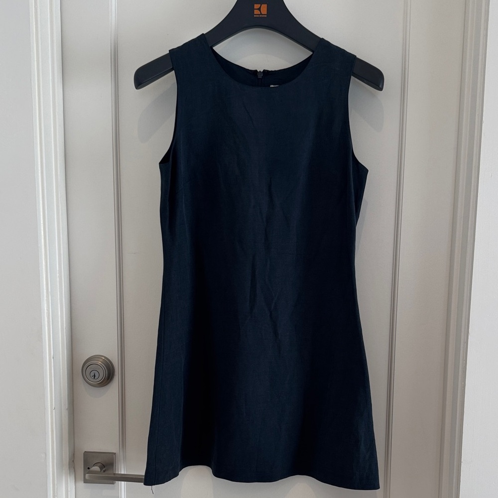 Lined-linen Navy Sleeveless Dress - Sz 3-4